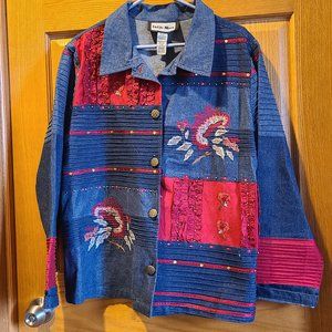 Indigo Moon jacket blue denim with embroidery